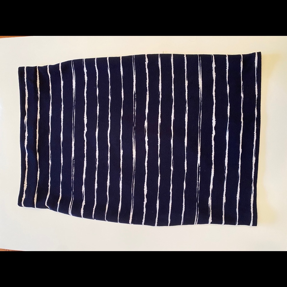 Bar III blue and white bandage skirt.
